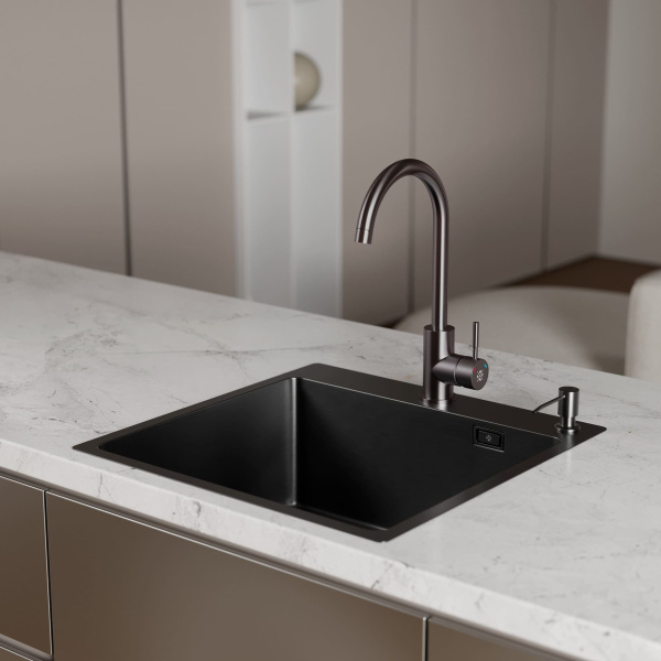 MR-5050BL Набор 3 в 1 РМС (кухонная мойка+ корзина раздвижная+ дозатор врезной)