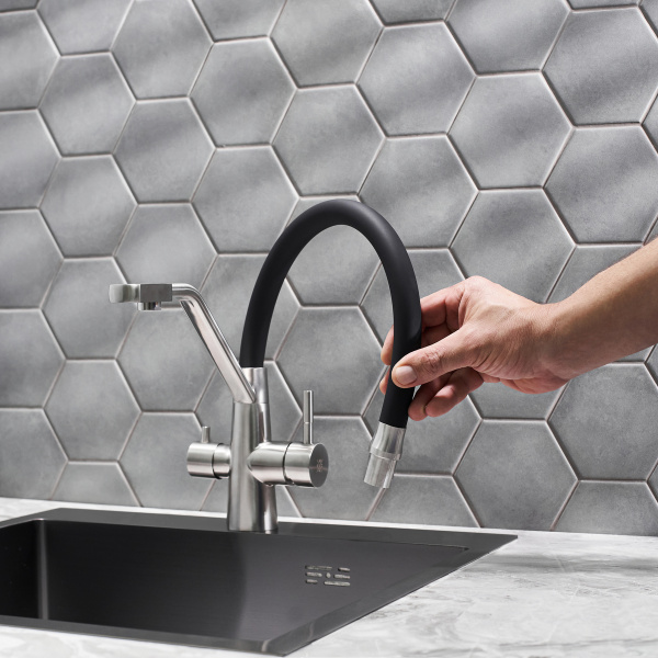 Смеситель для кухни РМС SUS127BL-016F-015 с фильтром для питьевой воды Нержавеющая сталь Черный