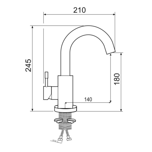 Смеситель для раковины РМС SUS124-001F-1 Нержавеющая сталь