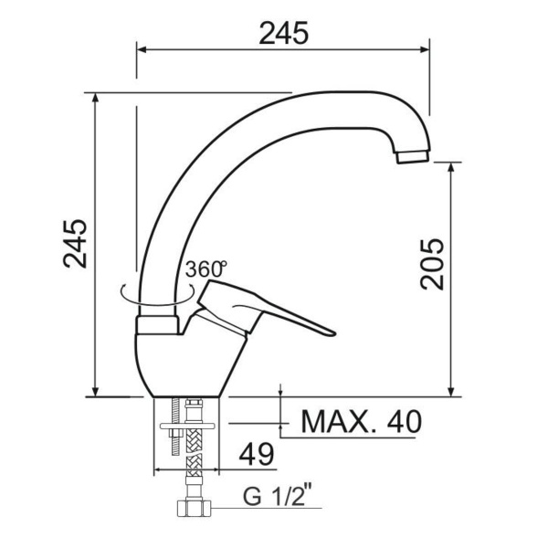 Смеситель для кухни РМС SL55-011F однорычажный Хром