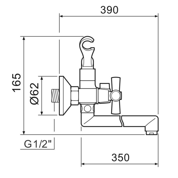 Смеситель для ванны с душем РМС SL138-140P универсальный Хром