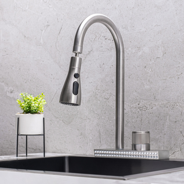 Смеситель для кухни РМС SUS130-017F-2 с переключением Нержавеющая сталь