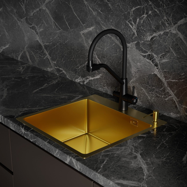 MR-5050G Набор 3 в 1 РМС (кухонная мойка+ корзина раздвижная+ дозатор врезной)