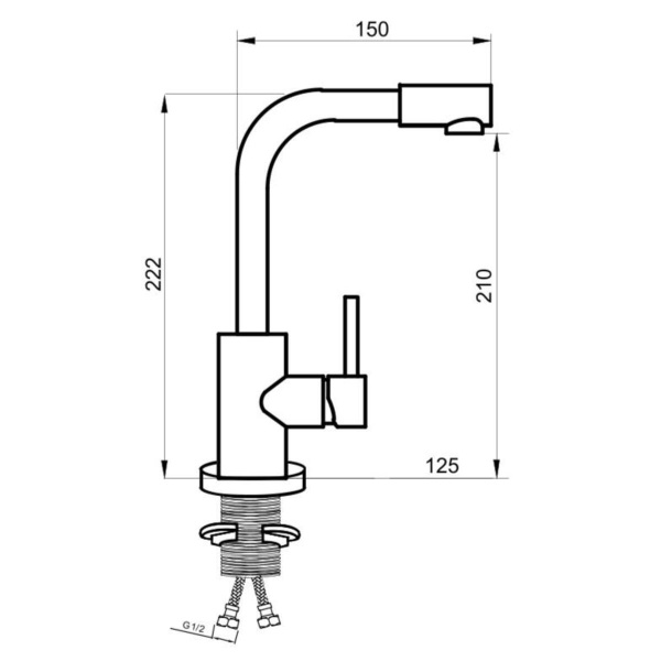 Смеситель для раковины РМС SUS124-001F-3 Нержавеющая сталь