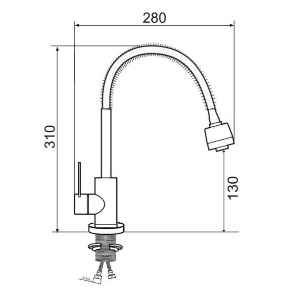 Смеситель для кухни РМС SUS124-016F Нержавеющая сталь