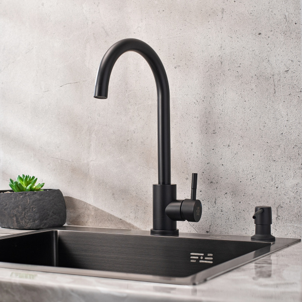 Смеситель для кухни РМС SUS124BL-017F Нержавеющая сталь Черный