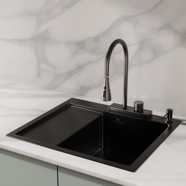 MRK-5851BL-R Набор 2 в1 РМС/кухонная мойка с левым крылом + дозатор