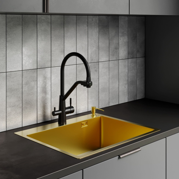 MR-6050G Набор 3 в 1 РМС (кухонная мойка+ корзина раздвижная+ дозатор врезной)