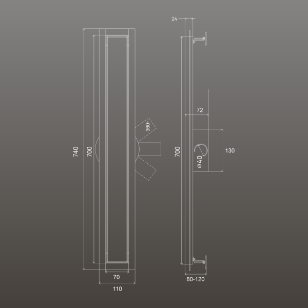 Трап линейный РМС ТЛ02Ч-70х7