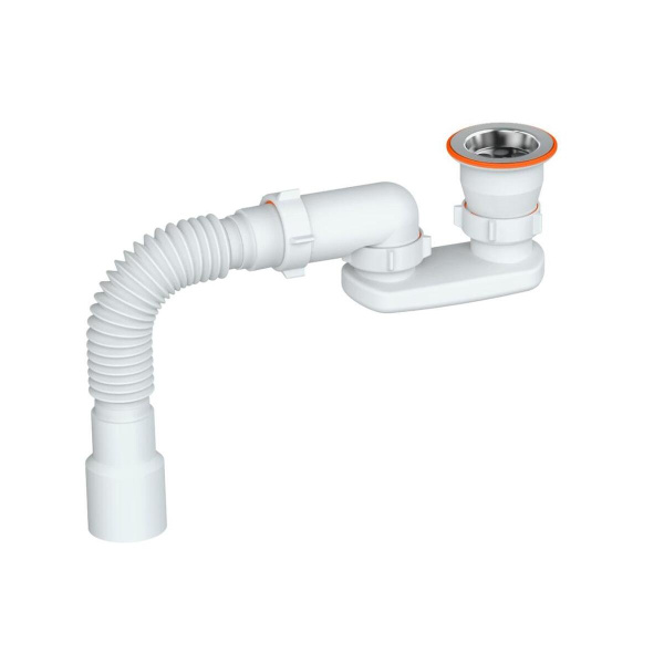 Слив-перелив для душевого поддона РМС СД-П плоский Белый