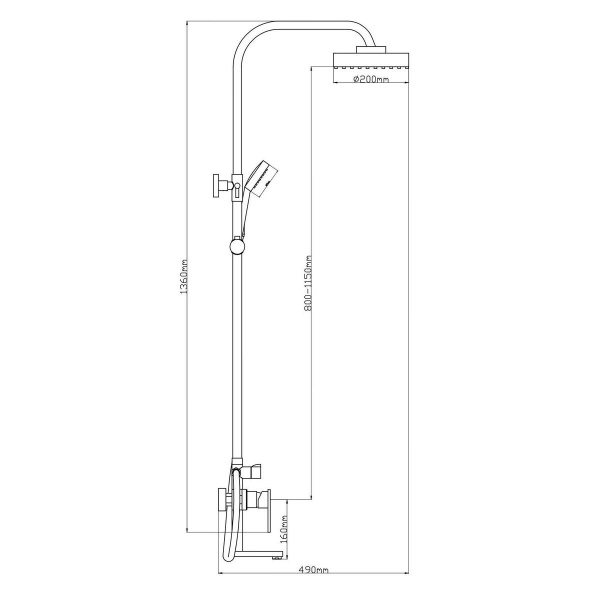 Душевая стойка BOOU B7077SB-31 с тропическим душем Латунь