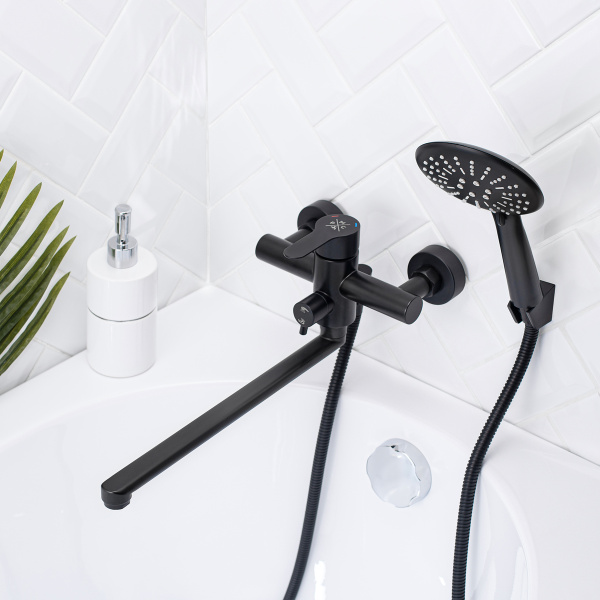 Смеситель  для ванны с душем РМС SUS124BL-006EP Нержавеющая сталь Черный