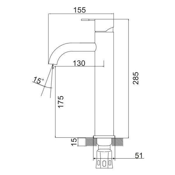 Смеситель для раковины РМС SUS128BL-001F-1 Нержавеющая сталь Черный