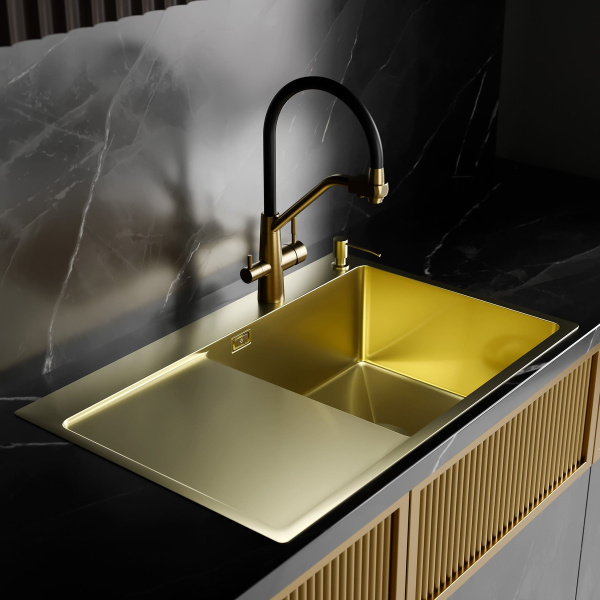 MRK-7851G R Набор 2 в 1 РМС/кухонная мойка с левым крылом + дозатор