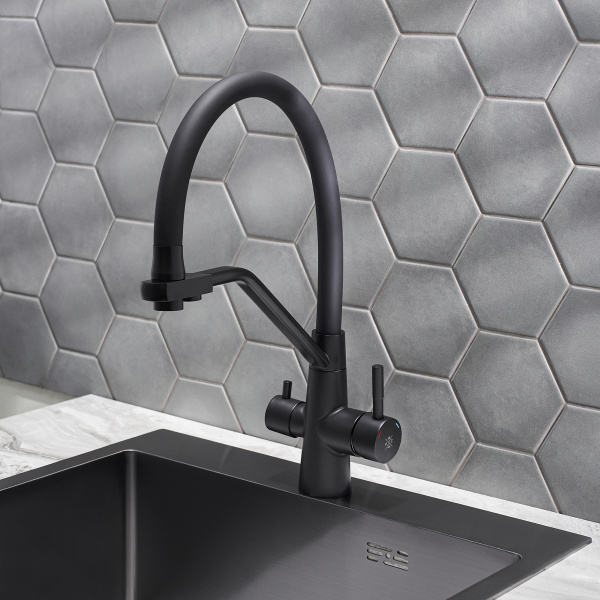 Смеситель для кухни РМС SUS127TBL-016F-015  с фильтром для питьевой воды Нержавеющая сталь Черный