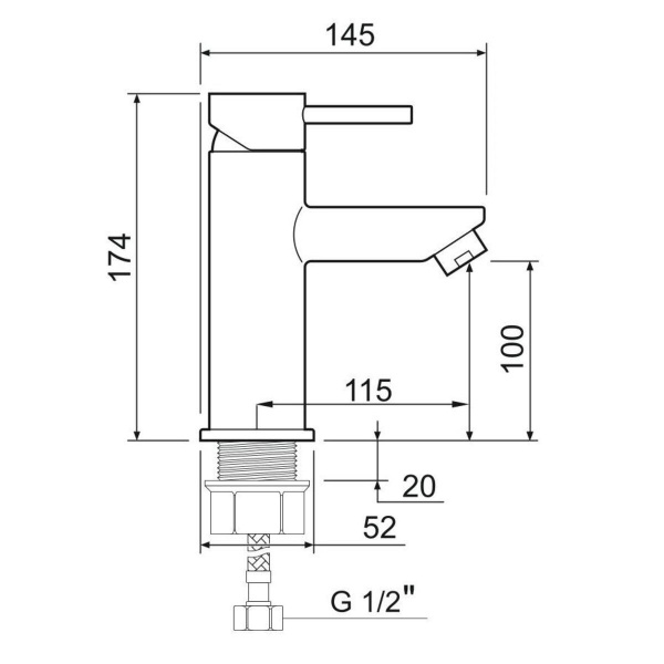 Смеситель для раковины РМС SUS124BL-001F Нержавеющая сталь Черный